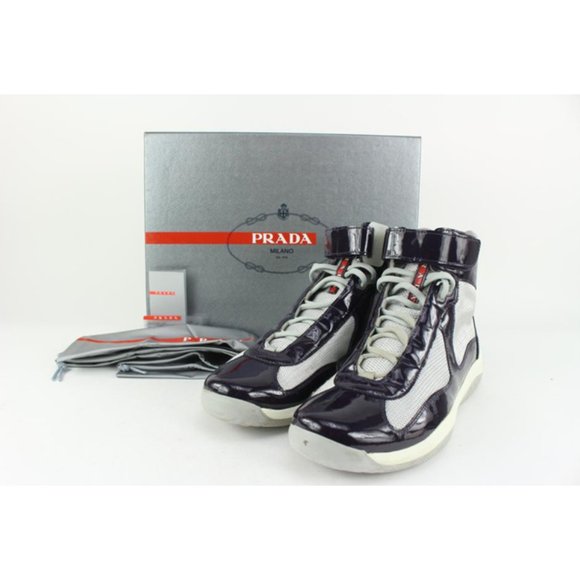 Prada Men's 10 US Cup Patent Leather Vernice Bike Sneaker 4T0341 - Picture 2 of 12